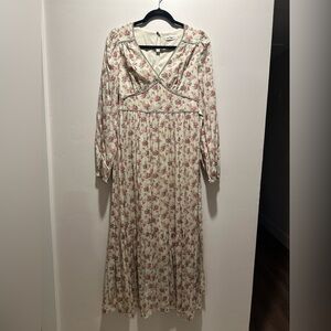 In Looms Floral Maxi Dress | Lined | Side Zip | Long Sleeve | Size S